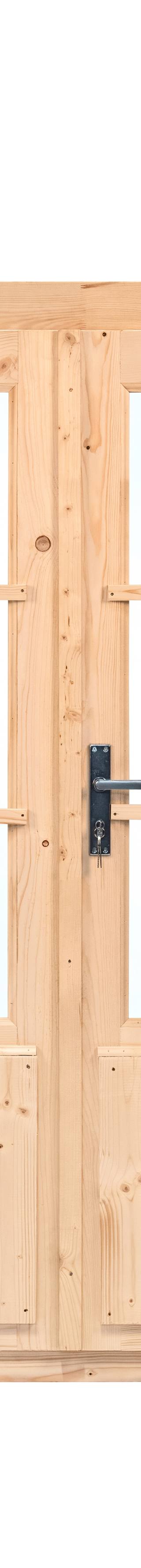 Dubbele deur+kozijn, vuren, enkel glas D3 — 2