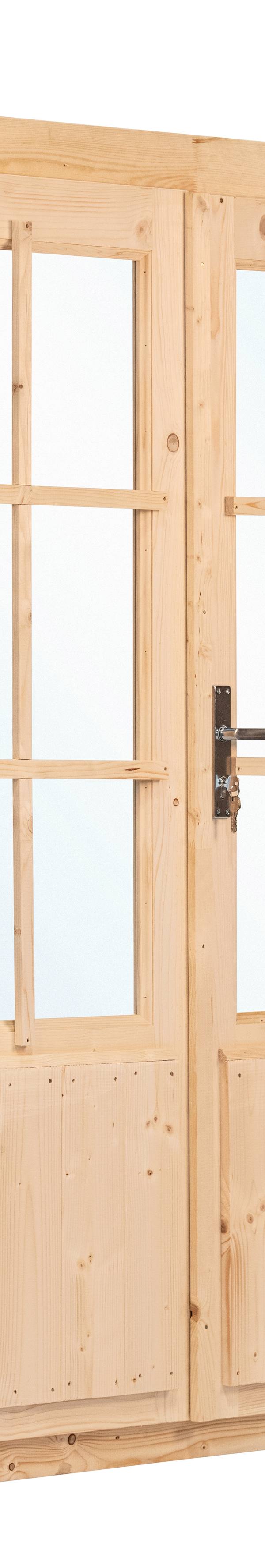 Dubbele deur+kozijn, vuren, enkel glas D3