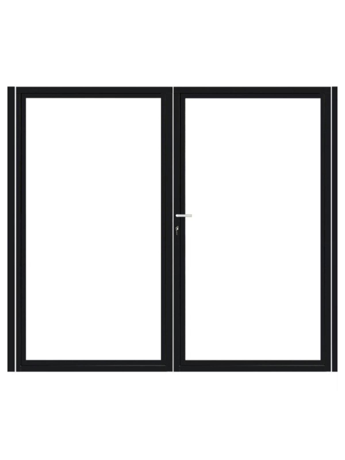 Dubbele stalen poort, zwart gepoedercoat, fijnstructuur, incl. hang- en sluitwerk (t.b.v. profielen 28mm dik)