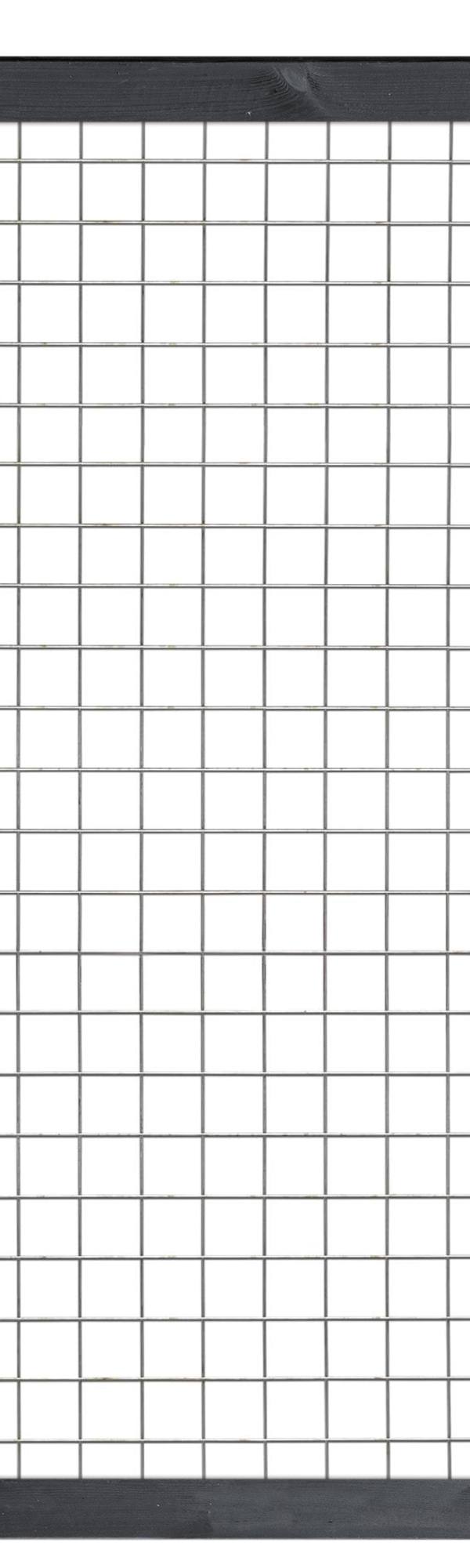 Gaaselement vuurverzinkt maaswijdte 7,5 x 7,5 cm met robuust kader grenen zwart gespoten 4,4 x 6,8 cm H180 x B180 cm