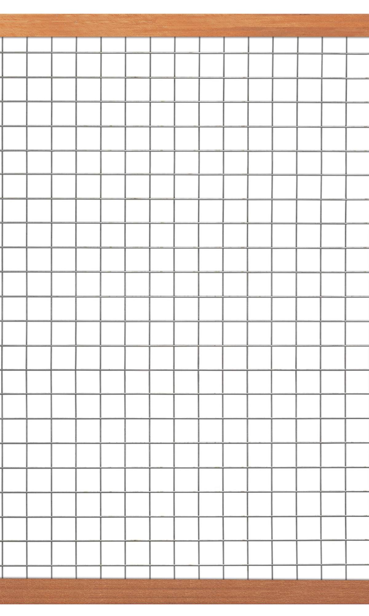 Gaaselement vuurverzinkt maaswijdte 7,5 x 7,5 cm met robuust kader hardhout 4,4 x 6,8 cm H180 x B180 cm