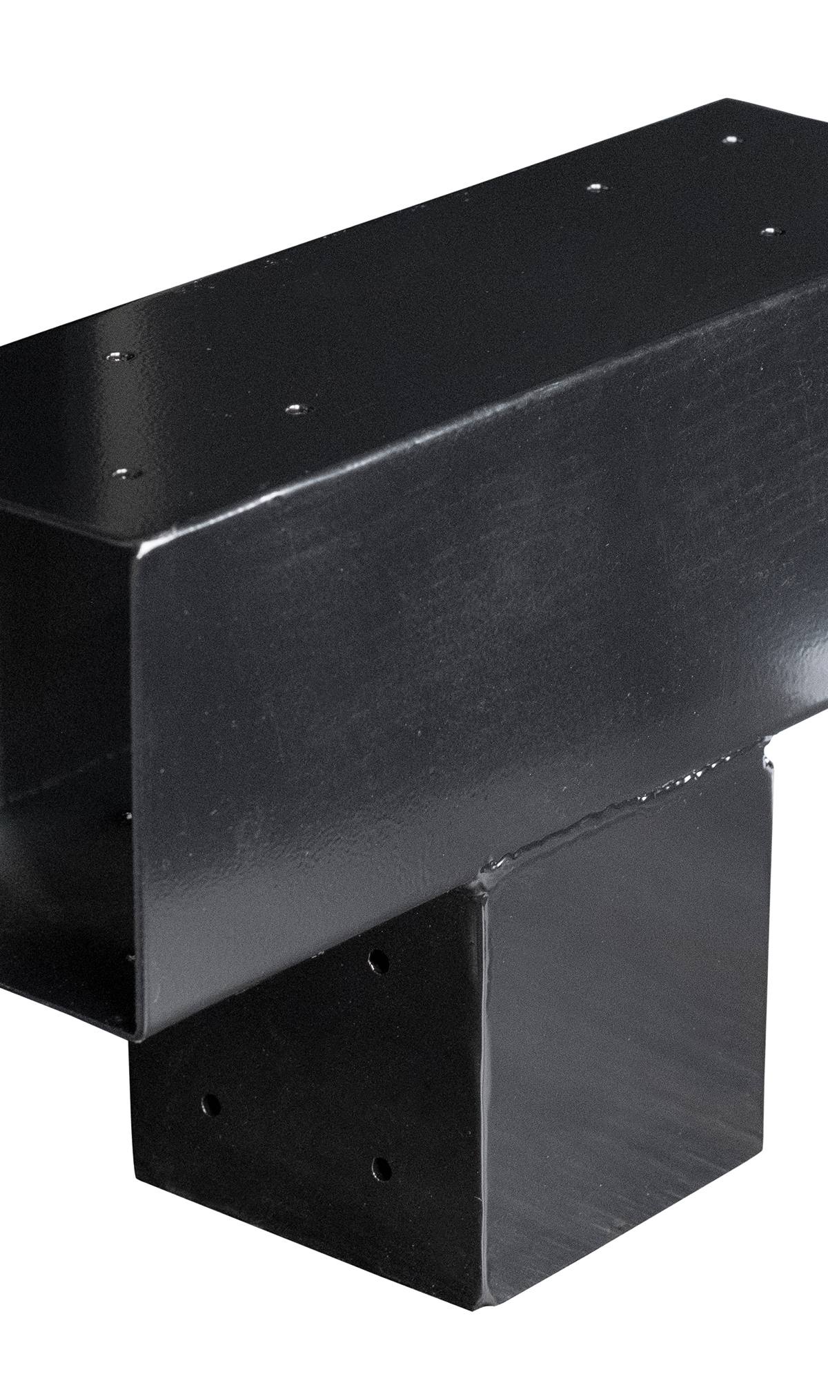 Gegalvaniseerd verbindingsstuk 3-weg T-model voor vierkante palen 12 x 12 cm zwart gepoedercoat