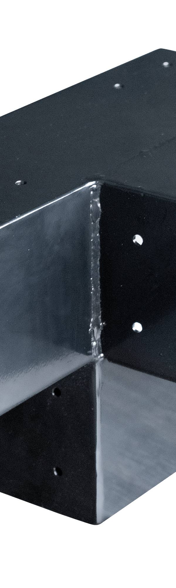 Gegalvaniseerd verbindingsstuk 4-weg T-model voor vierkante palen 12 x 12 cm zwart gepoedercoat, incl. bevestigingsset