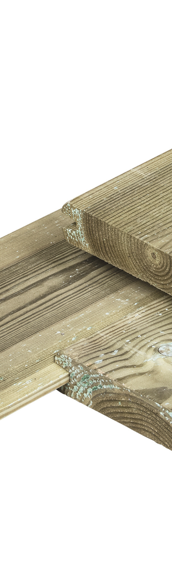 Grenen blokhutprofiel 2,8 x 12,5 x 180 cm, gedroogd, groen geïmpregneerd, geschaafd, 4 ronde hoeken