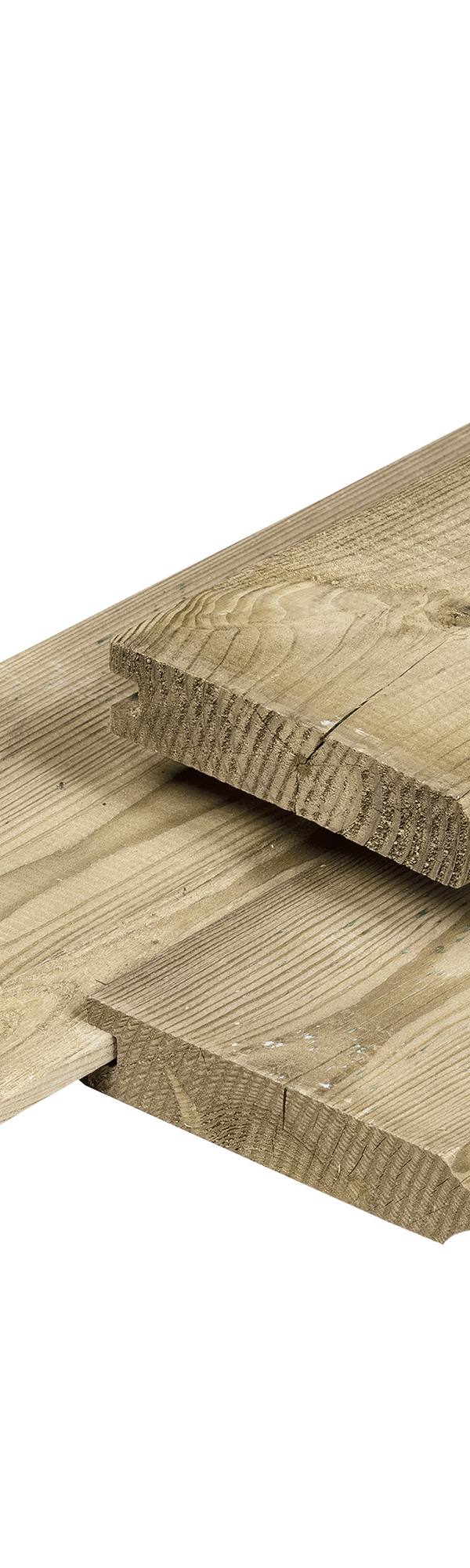 Grenen dubbel rabat 1,8 x 14,0 x 300 cm, vers, groen geïmpregneerd, geschaafd