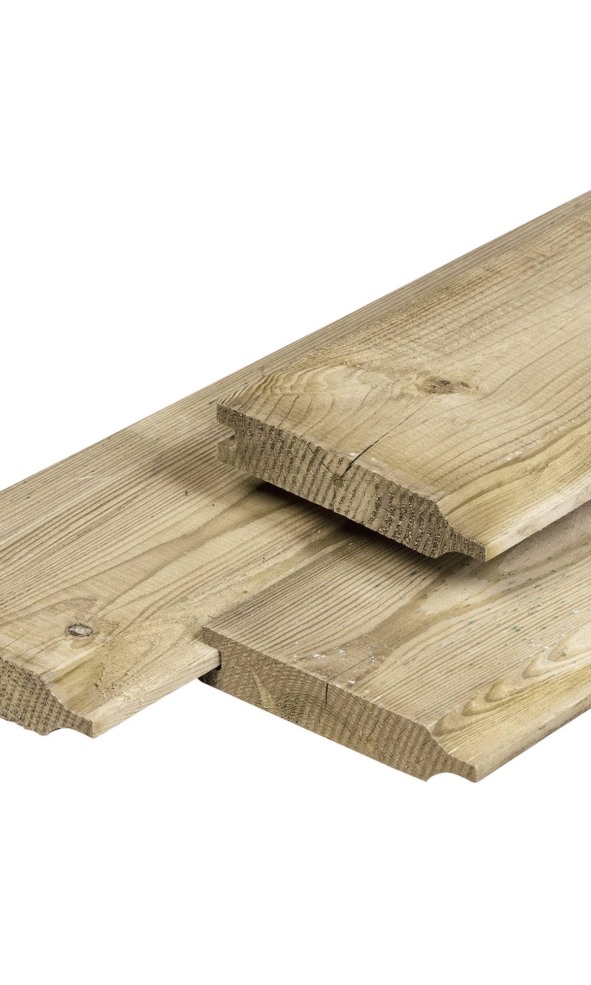 Grenen dubbel rabat 1,8 x 14,0 x 300 cm, vers, groen geïmpregneerd, geschaafd