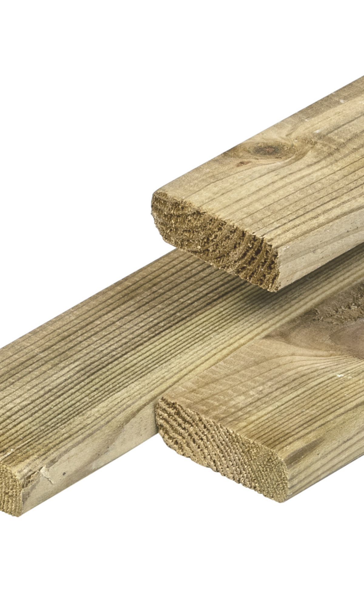 Grenen lat 1,6 x 4,5 x 180 cm, gedroogd, groen geïmpregneerd, geschaafd, 4 ronde hoeken