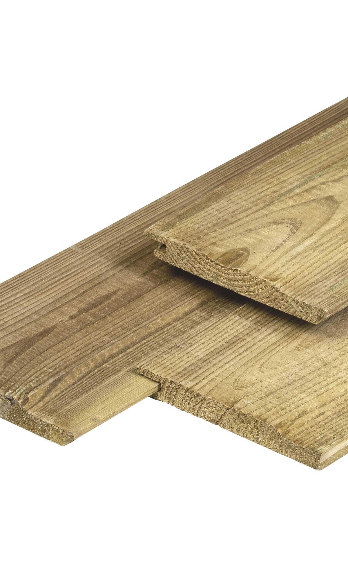 Grenen overhangend rabat 1,6 x 14,0 x 300 cm, vers, groen geïmpregneerd, geschaafd