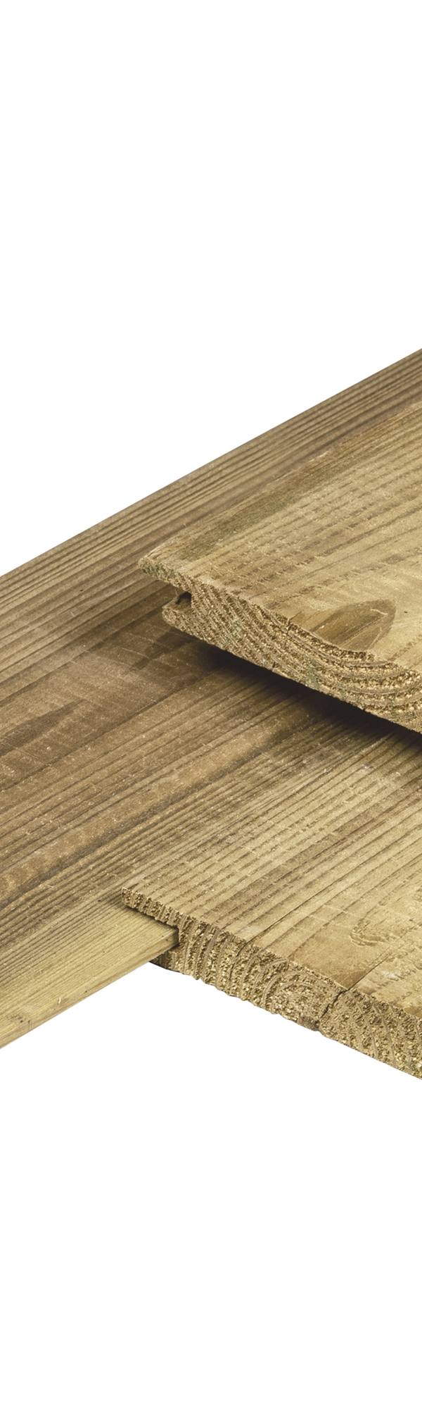 Grenen overhangend rabat 1,6 x 14,0 x 300 cm, vers, groen geïmpregneerd, geschaafd