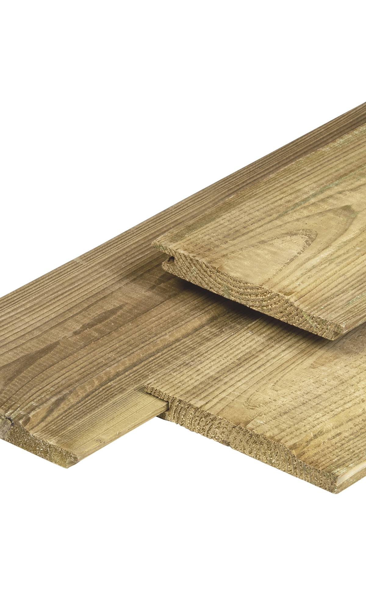 Grenen overhangend rabat 1,8 x 14,5 x 300 cm, vers, groen geïmpregneerd, geschaafd