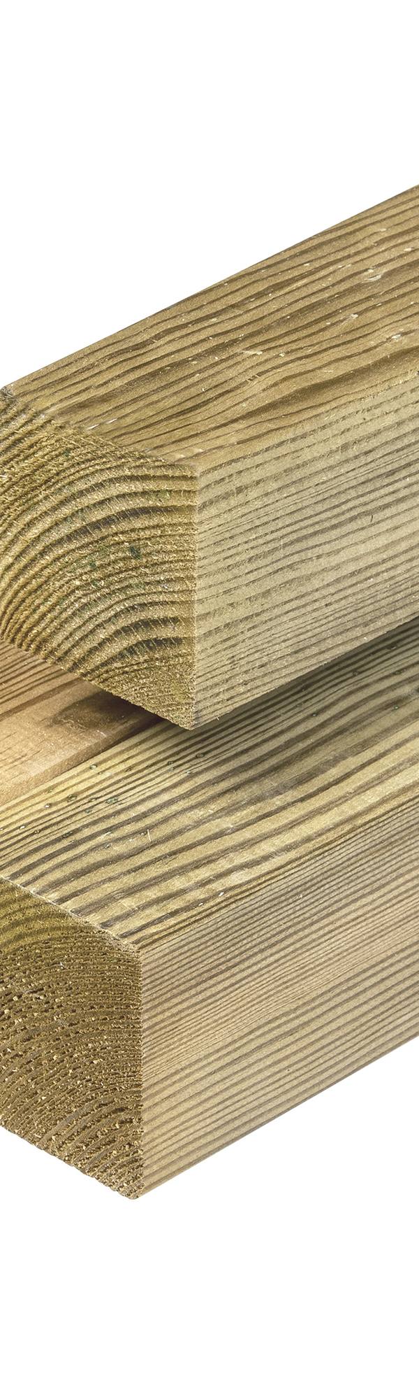 Grenen paal 6,8 x 6,8 x 180 cm, vers, groen geïmpregneerd, geschaafd, 4 ronde hoeken