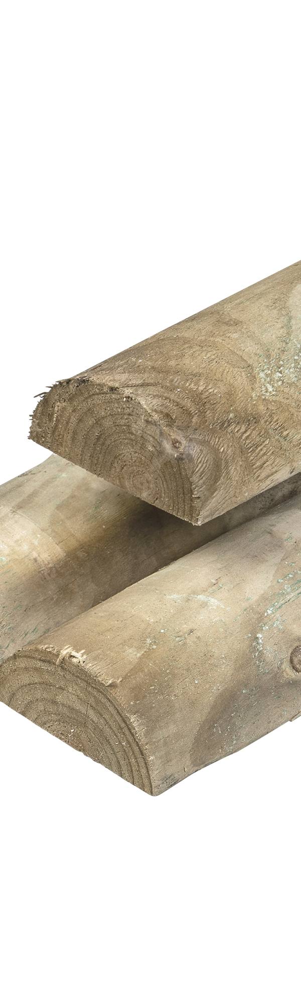 Grenen pallisade ½Ø 7,0 x 250 cm, groen geïmpregneerd, rond gefreesd