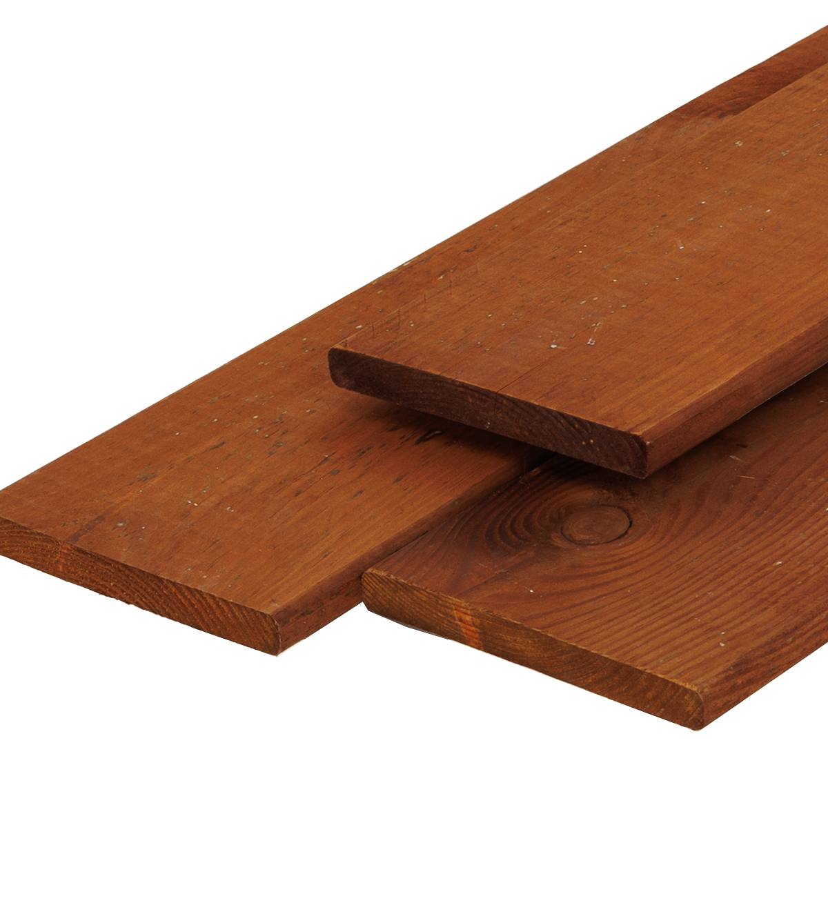 Grenen plank 1,6 x 14,0 x 180 cm, vers, bruin geïmpregneerd, geschaafd, 4 ronde hoeken