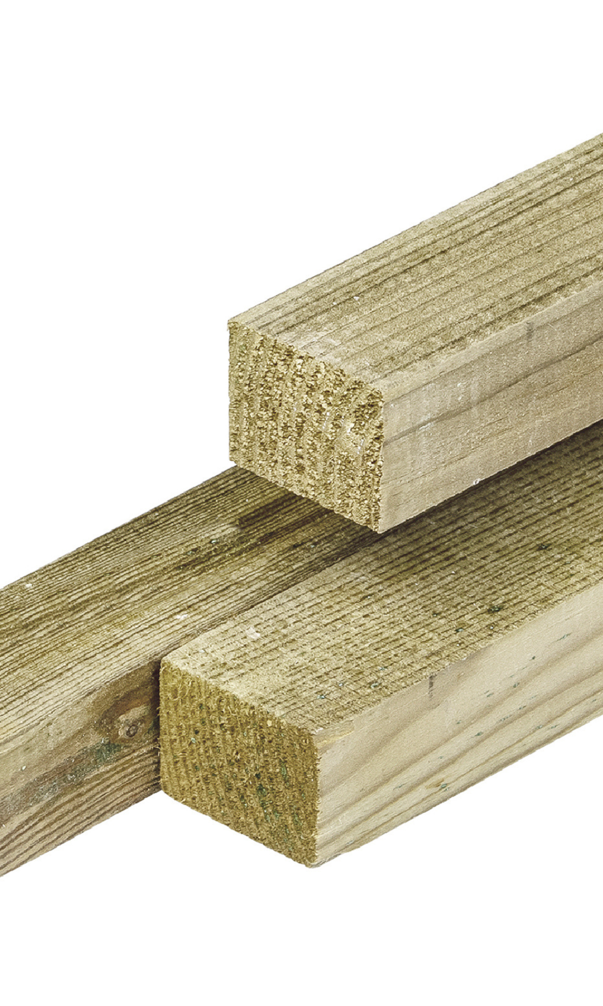 Grenen regel 2,8 x 3,6 x 180 cm, vers, groen geïmpregneerd, geschaafd, scherpkantig