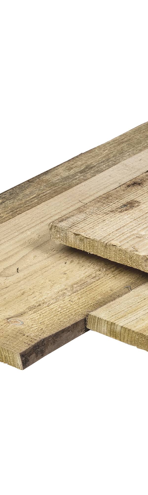 Grenen schaaldeel 1,8 x 20,0-25,0 x 360 cm, vers, groen geïmpregneerd, fijnbezaagd, scherpkantig