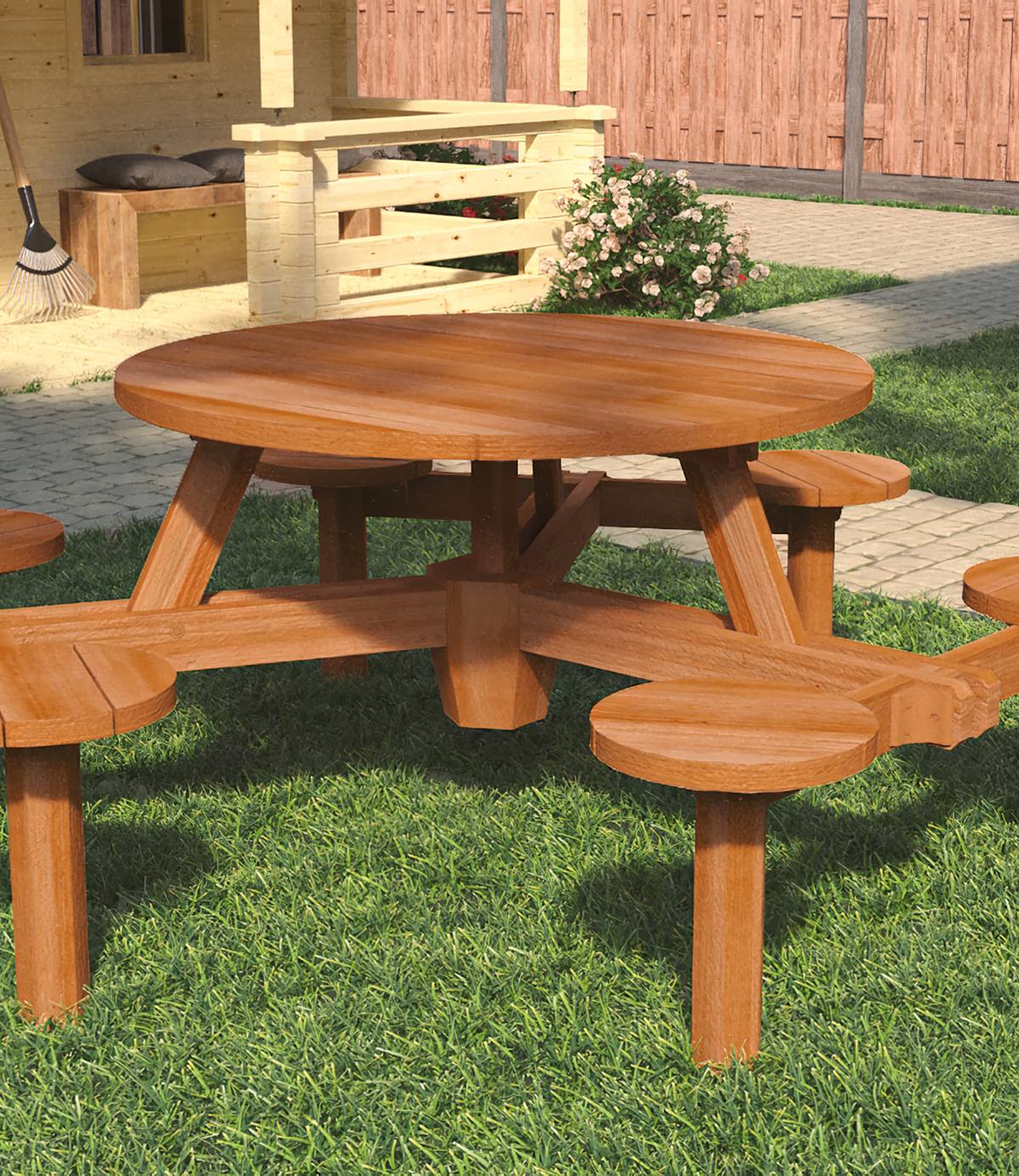 Hardhouten picknicktafel Rondo