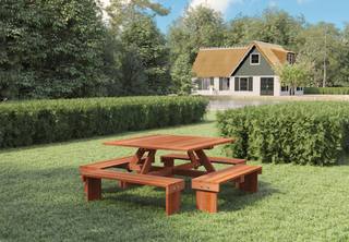 Hardhouten picknicktafel vierkant Premium — 2