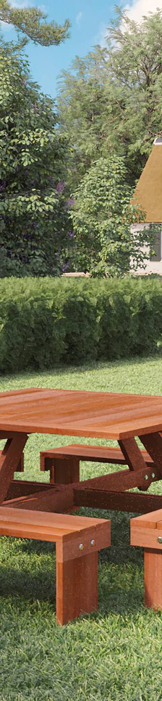 Hardhouten picknicktafel vierkant Premium — afbeelding 2