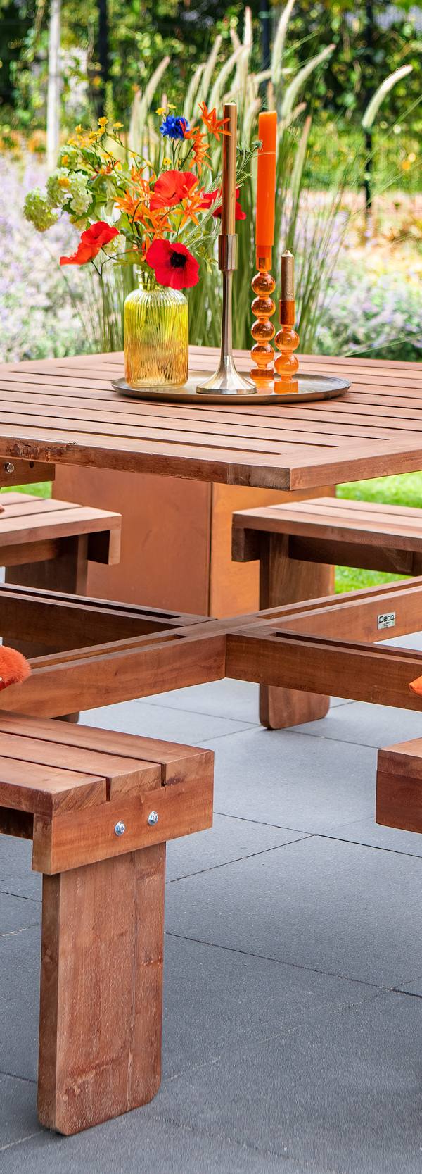 Hardhouten picknicktafel vierkant Premium
