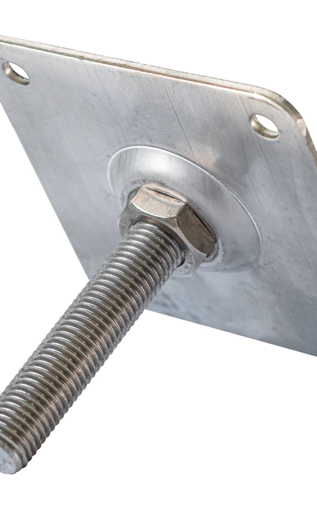 Hoogteverstelling deluxe verzinkt M16 7,5 x 7,5 cm plaat, incl. bevestigingsset