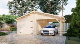 Houten garage en carport Flevoland 6,8x5,6m 44mm — 2