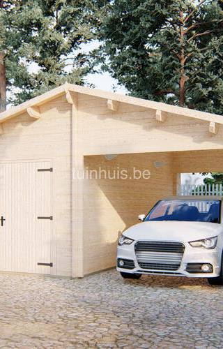 Houten garage en carport Flevoland 6,8x5,6m 44mm — 2