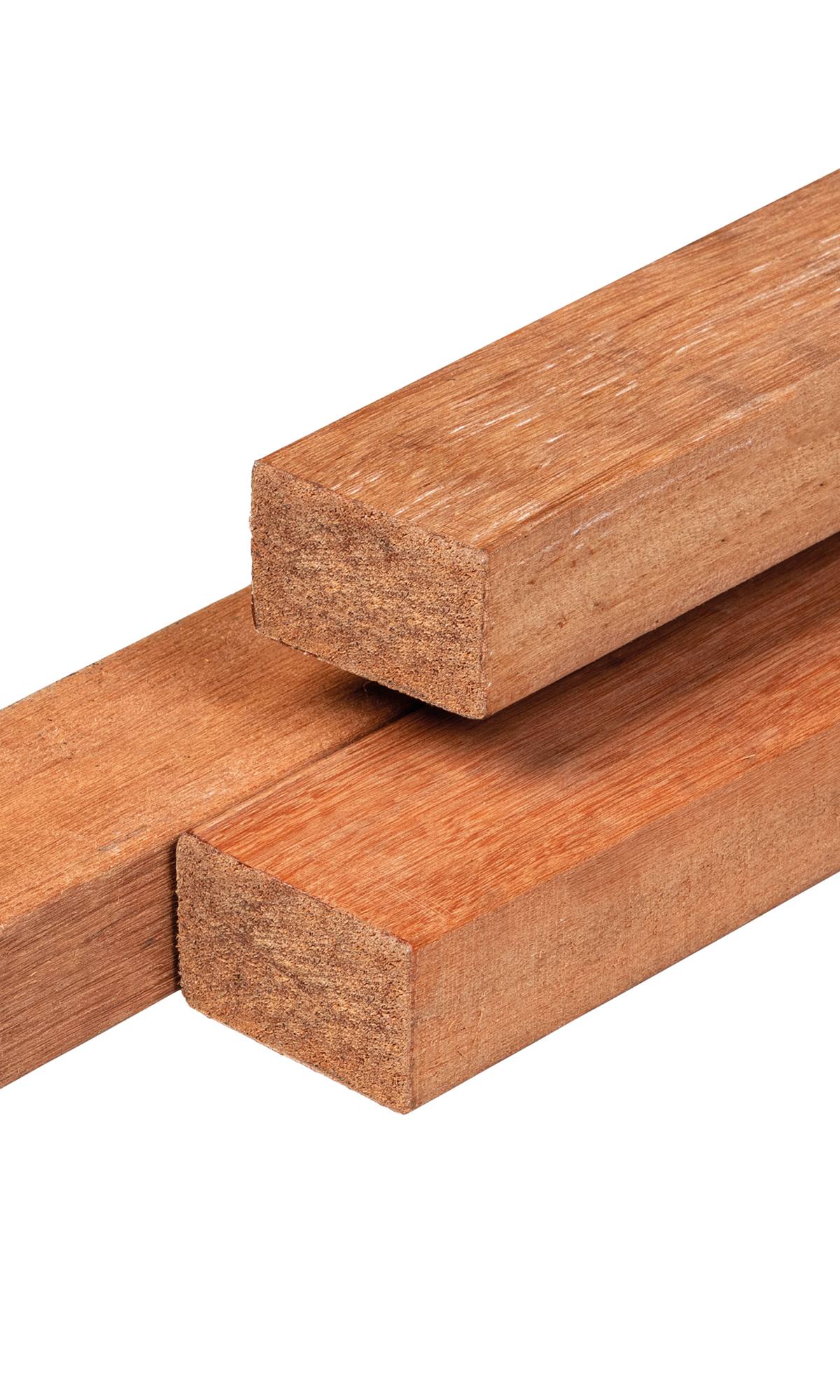 Keruing hardhout regel 4,4 x 6,8 x 305 cm kunstmatig gedroogd, geschaafd, 4 ronde hoeken
