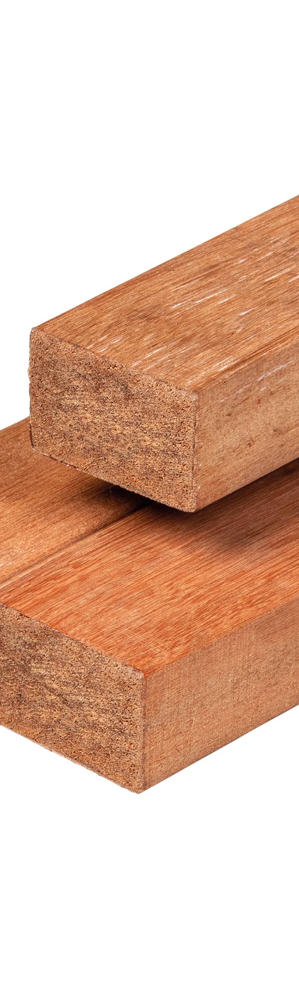 Keruing hardhout regel 4,4 x 6,8 x 305 cm kunstmatig gedroogd, geschaafd, 4 ronde hoeken