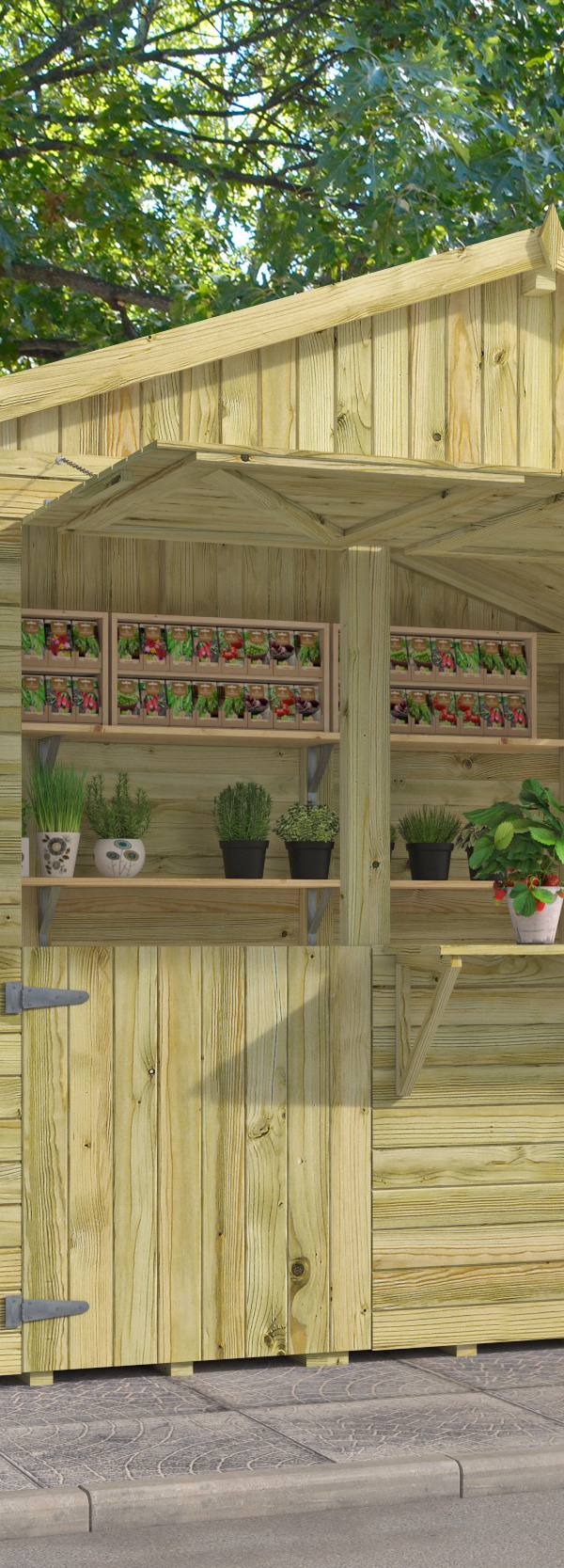 Kiosk Playa, groen geïmpregneerd vuren, incl vloer, dakleer