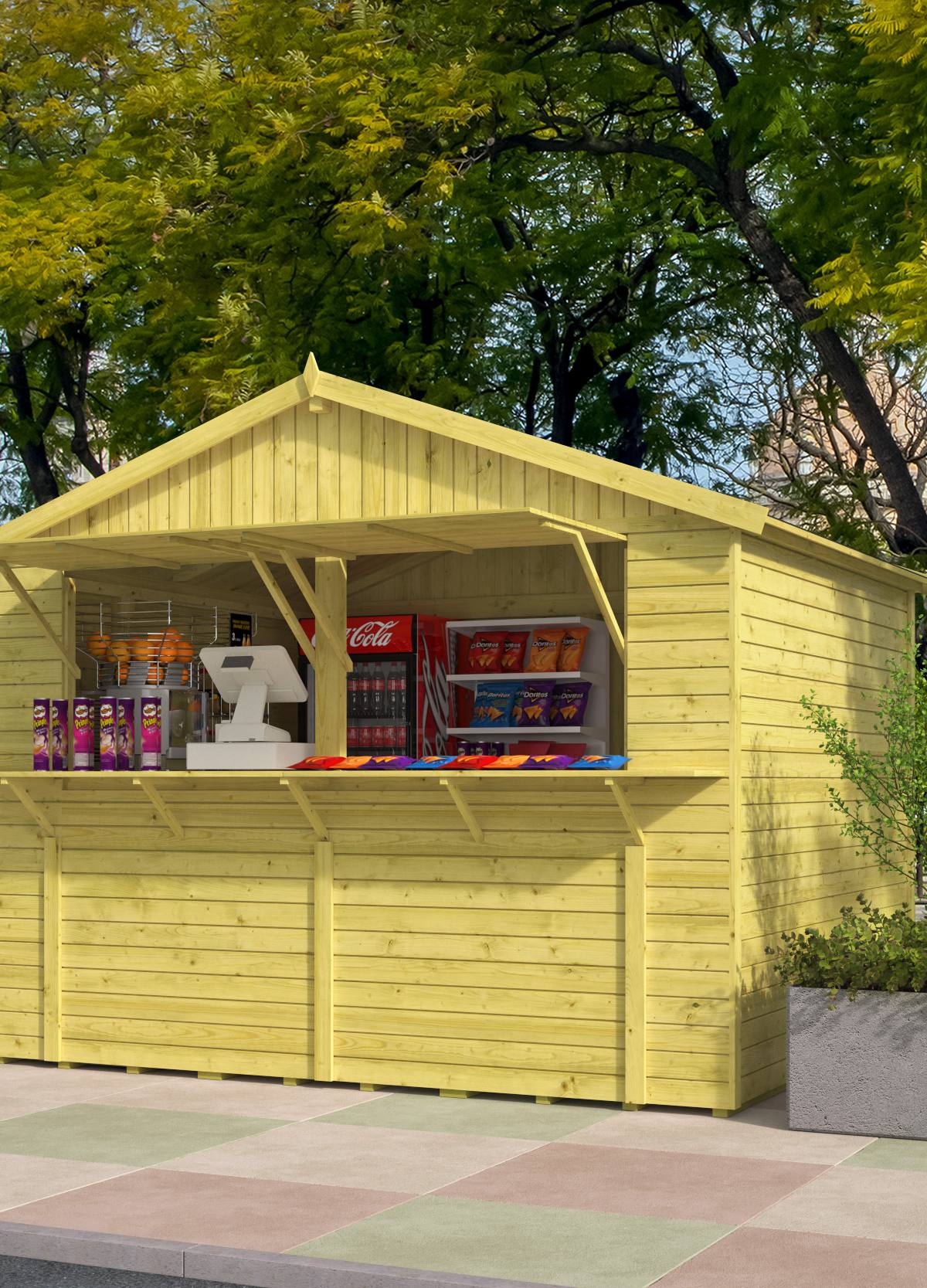 Kiosk Santa | 16mm | vuren groen geïmpregneerd | 308 x 243 cm | incl. vloer
