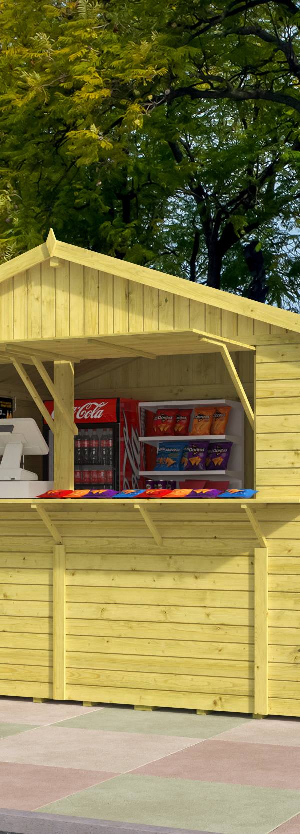 Kiosk Santa | 16mm | vuren groen geïmpregneerd | 308 x 243 cm | incl. vloer