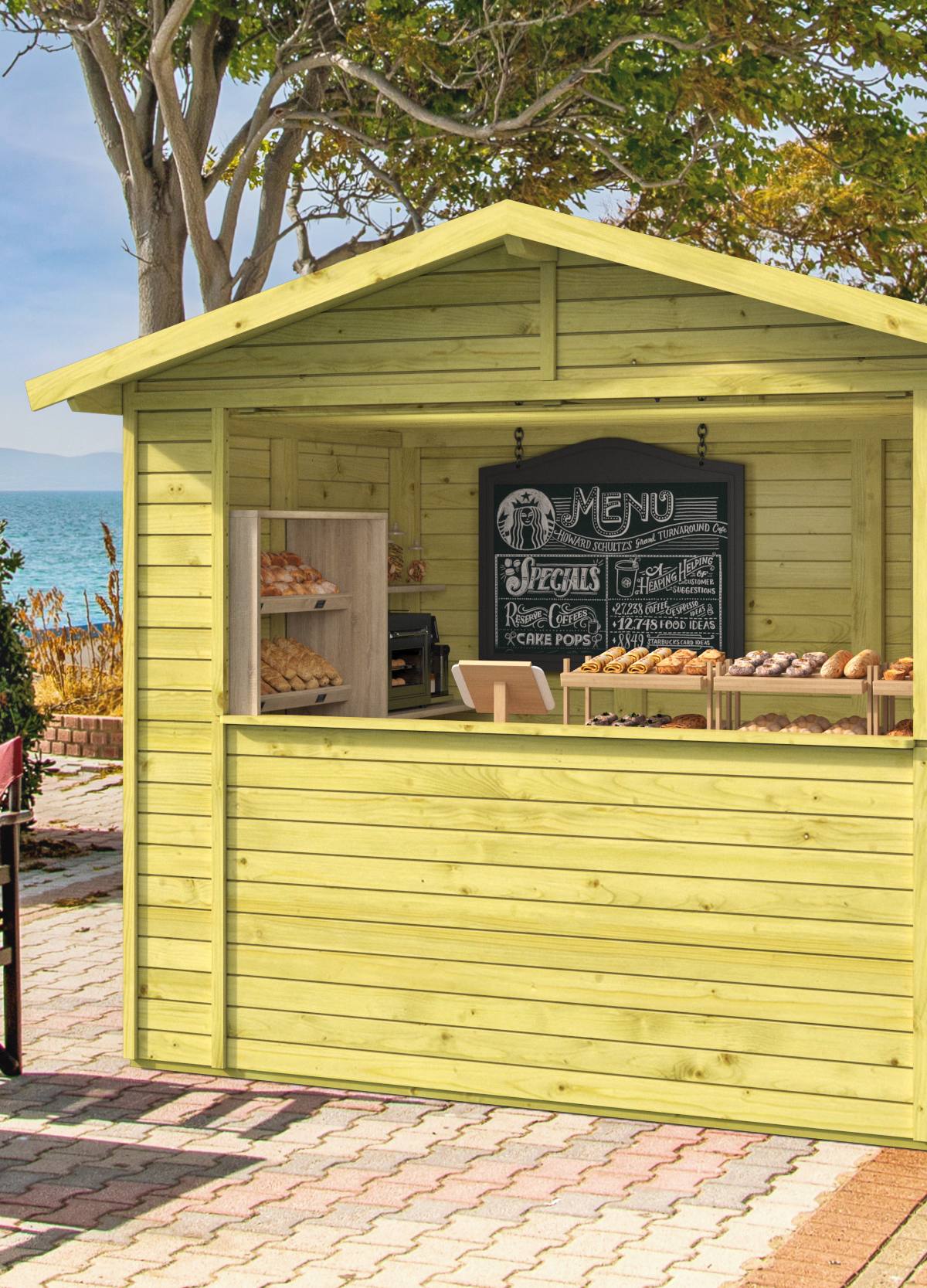 Kiosk Vixen | 16mm | groen geïmpregneerd  | 266 x 175 cm | incl. vloer