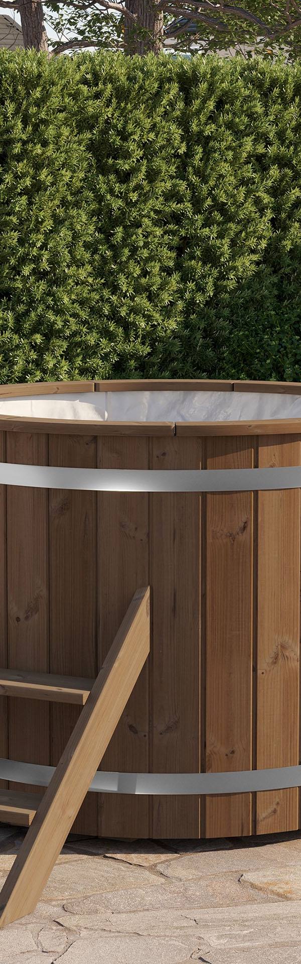 Koudwaterbad Ø120 cm, thermisch gemodificeerd vuren