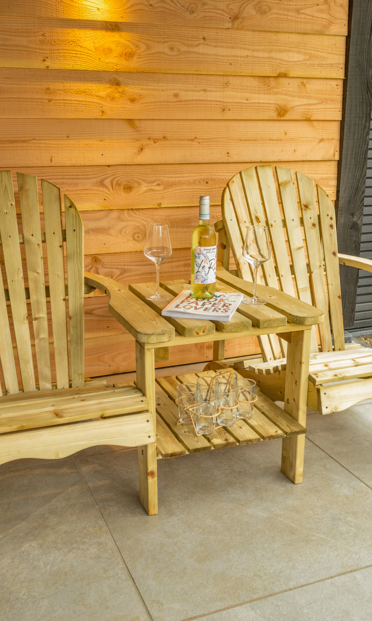 Loveseat Parijs vuren gedroogd, groen geïmpregneerd