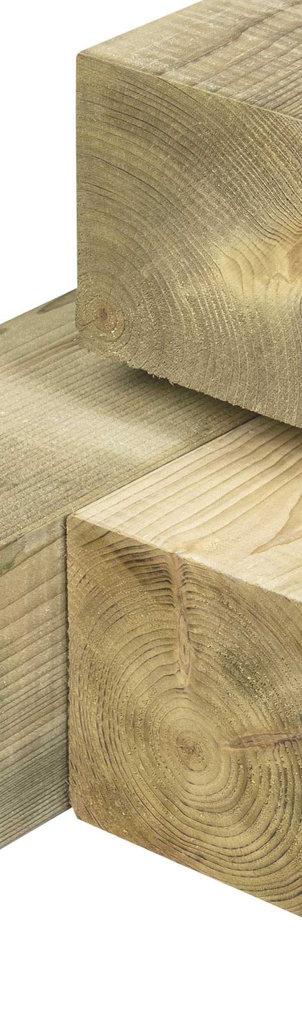 ME vuren paal 13,8 x 13,8 x 300 cm, vers, groen geïmpregneerd, geschaafd, 4 ronde hoeken