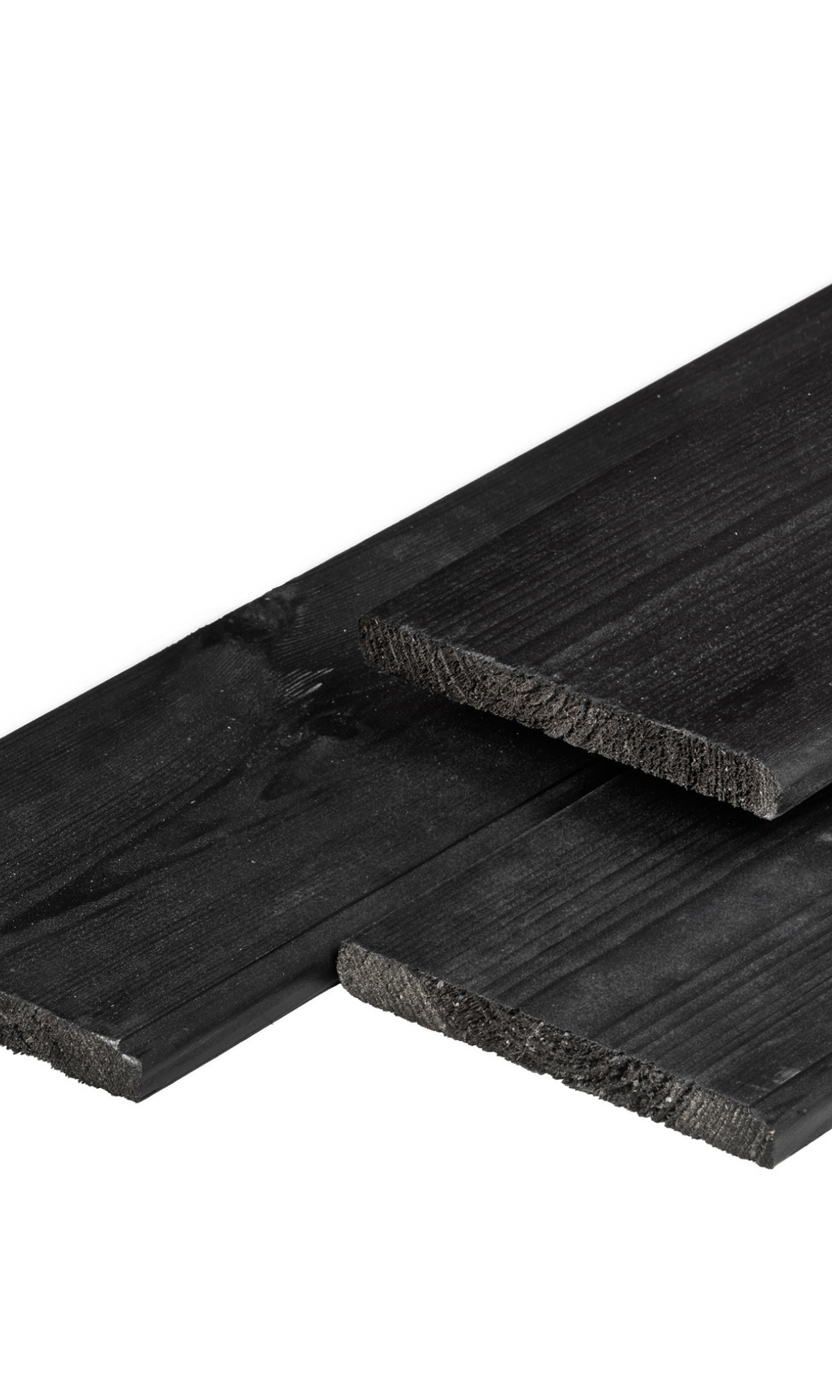 ME vuren plank 1,6 x 14,0 x 180 cm, gedroogd, zwart gespoten, geschaafd, 4 ronde hoeken