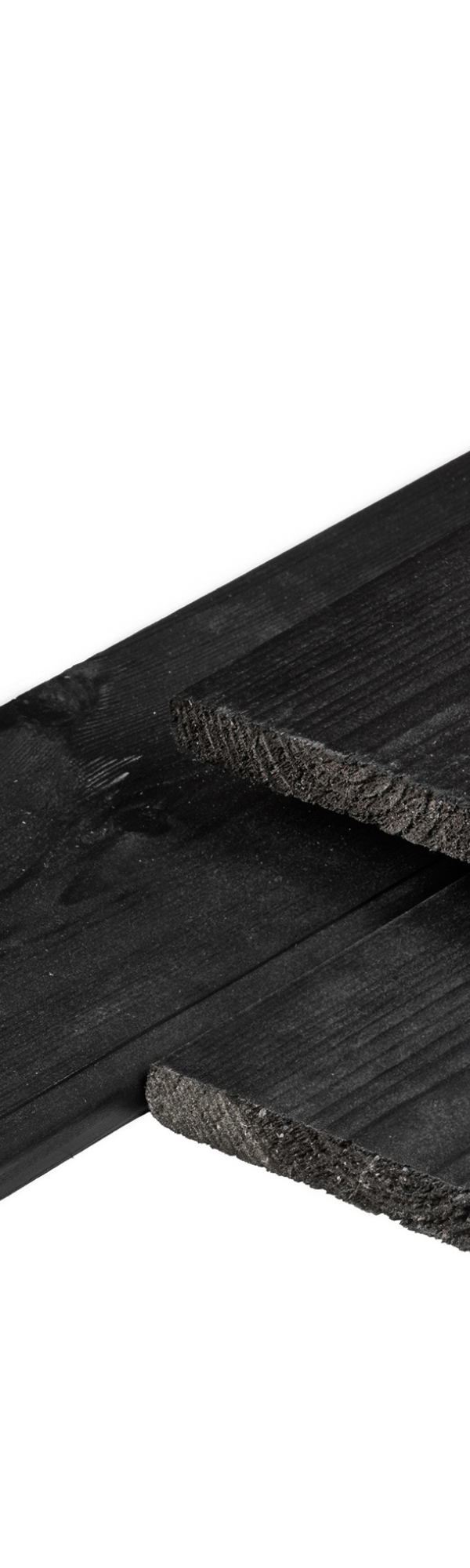 ME vuren plank 1,6 x 14,0 x 180 cm, gedroogd, zwart gespoten, geschaafd, 4 ronde hoeken