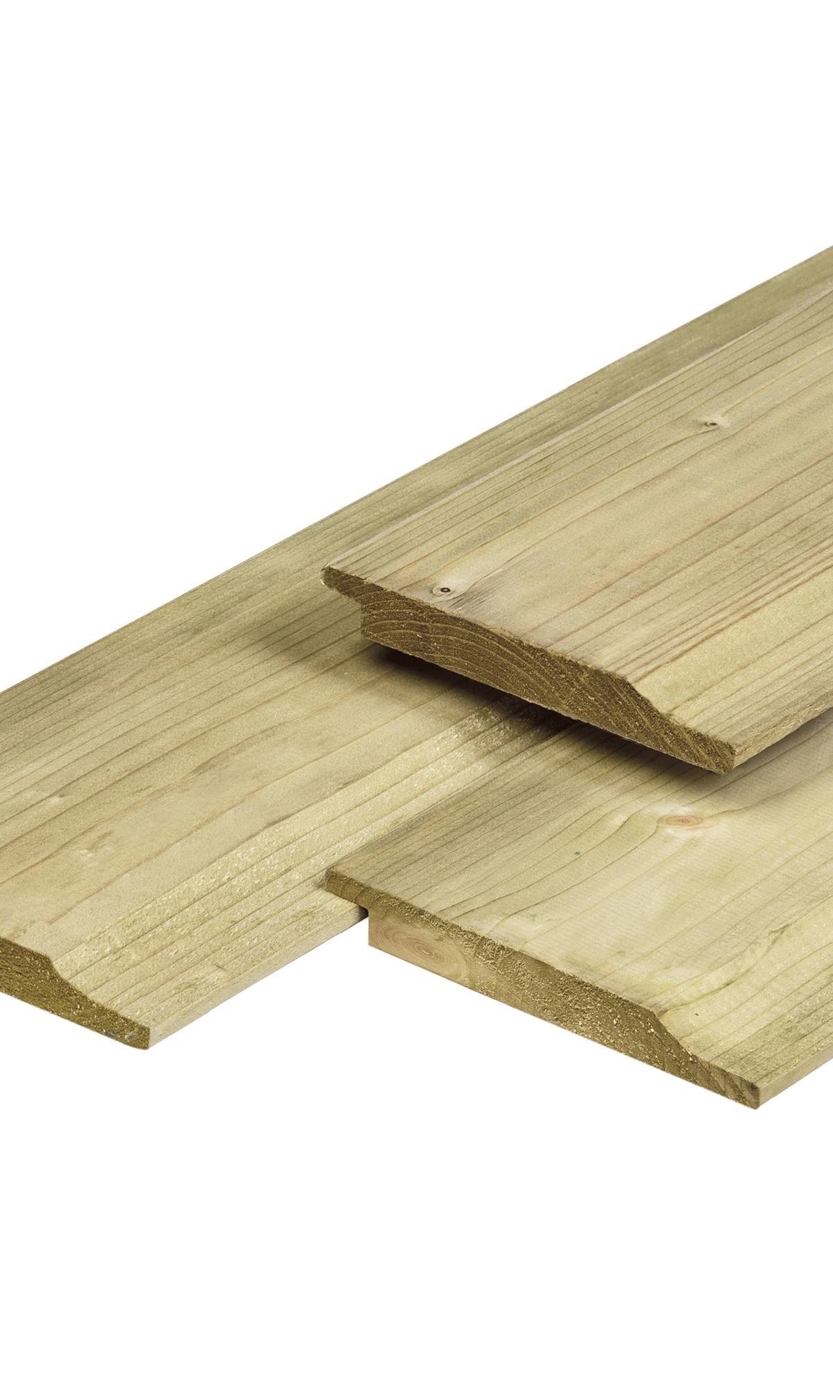 NE vuren halfhouts rabat 1,9 x 14,5 x 240 cm, gedroogd, groen geïmpregneerd, geschaafd