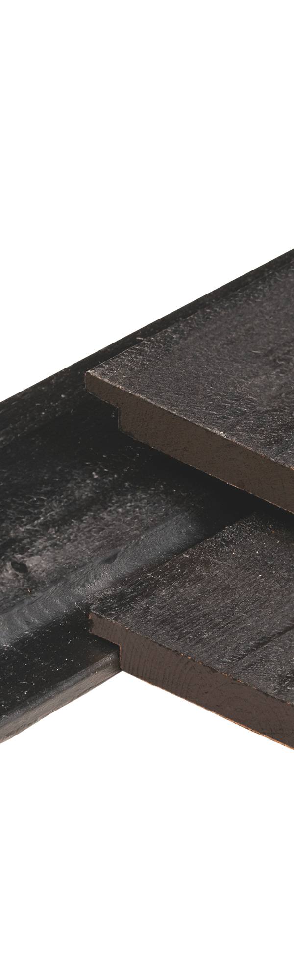 NE vuren halfhouts rabat 1,9 x 14,5 x 300 cm, gedroogd, zwart gespoten, geschaafd