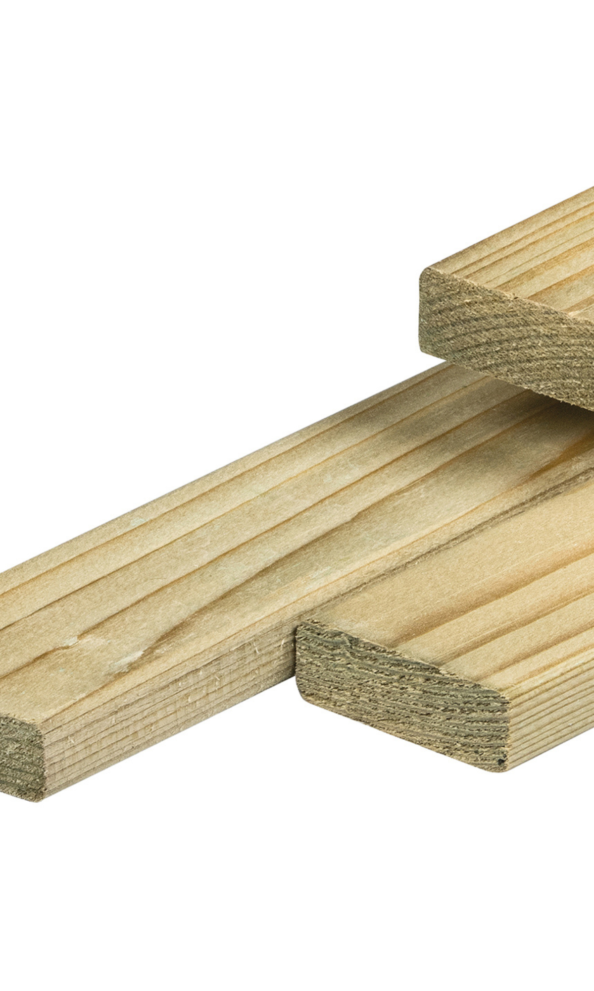 NE vuren lat 1,9 x 4,5 x 360 cm, gedroogd, groen geïmpregneerd, geschaafd, 4 ronde hoeken