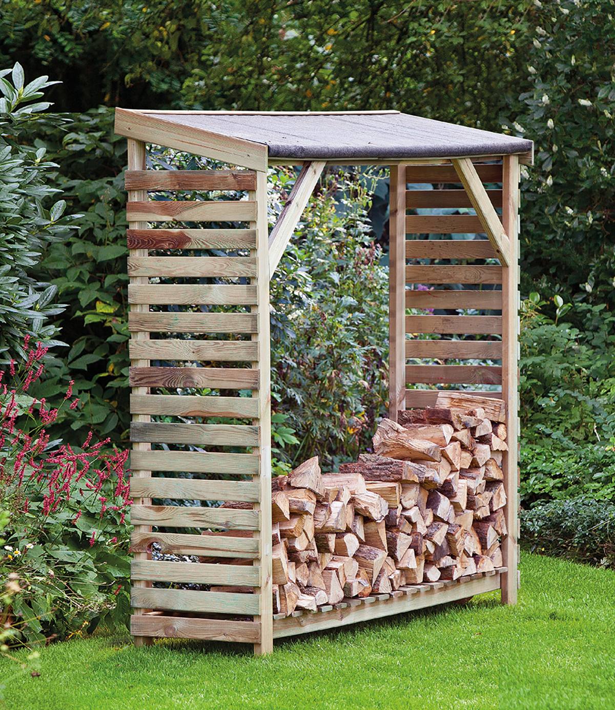 Openhaardhout berging, groen geïmpregneerd grenen B180 x D50 x H180 cm