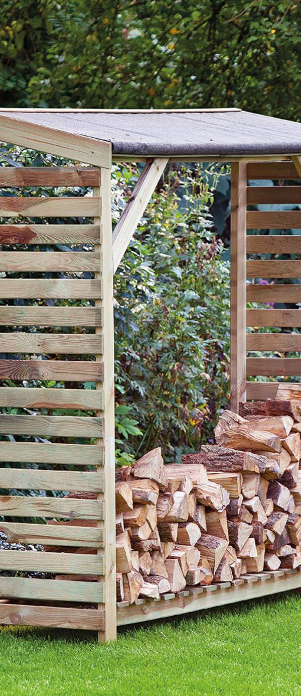 Openhaardhout berging, groen geïmpregneerd grenen B180 x D50 x H180 cm