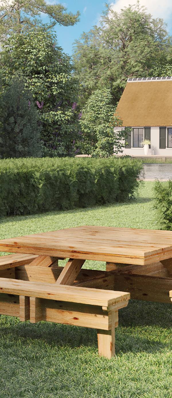 Picknicktafel vierkant Classic, vuren gedroogd, groen geïmpregneerd