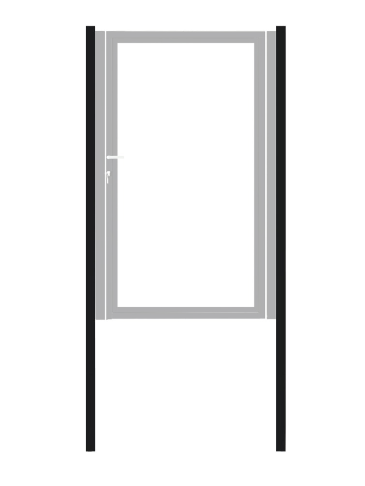 Poortpalen staal (set 2 stuks), zwart gepoedercoat, fijnstructuur