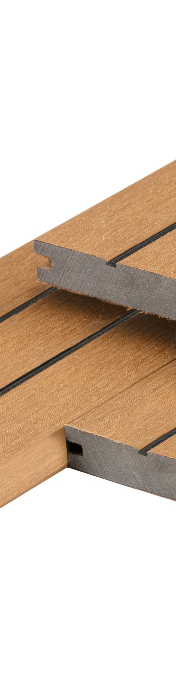 PuraDock composiet eindprofiel 2,2 x 14,6 x 290 cm, cedar, massief, 1 zijde 1 groef, 1 zijde 2 groeven, clip systeem