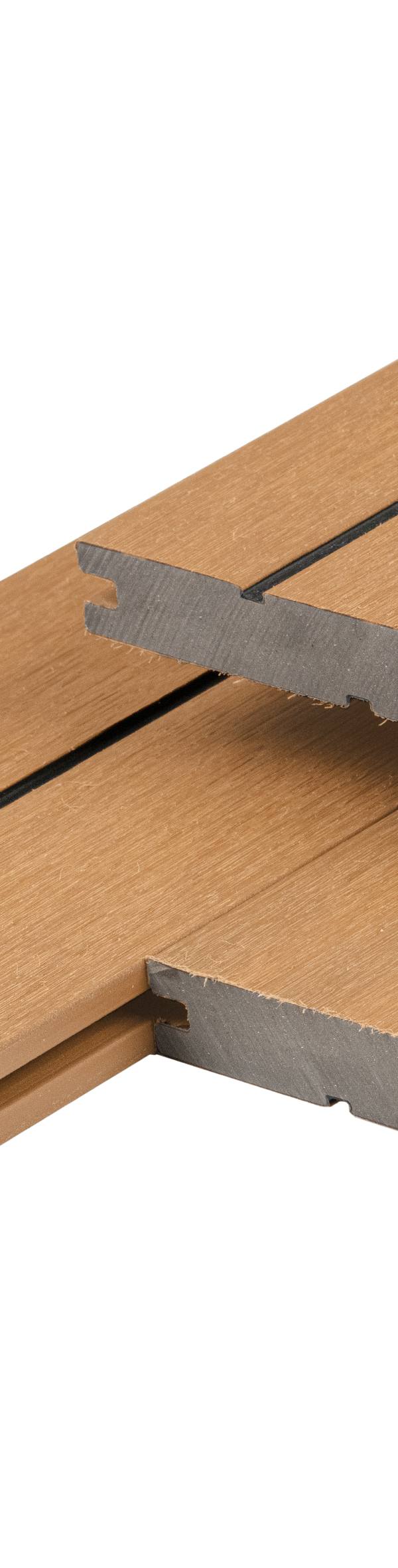 PuraDock composiet vlonderplank 2,2 x 14,6 x 290 cm, cedar, massief, 1 zijde 1 groef, 1 zijde 2 groeven, fijne houtnerf, clip systeem