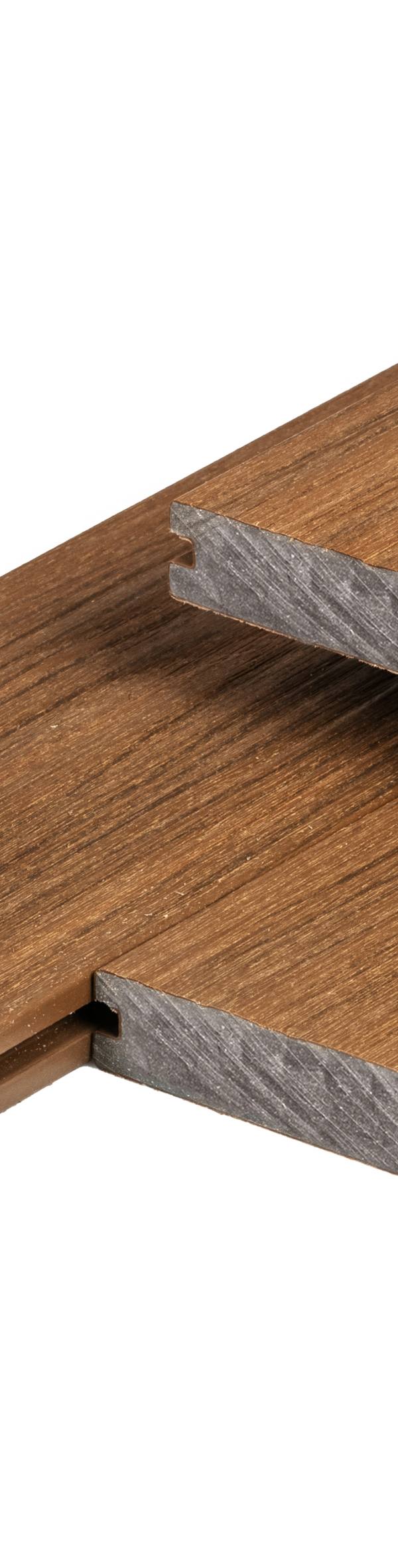 PuraShield composiet vlonderplank 2,3 x 13,8 x 300 cm, teak, massief, fijne houtnerf, clip systeem
