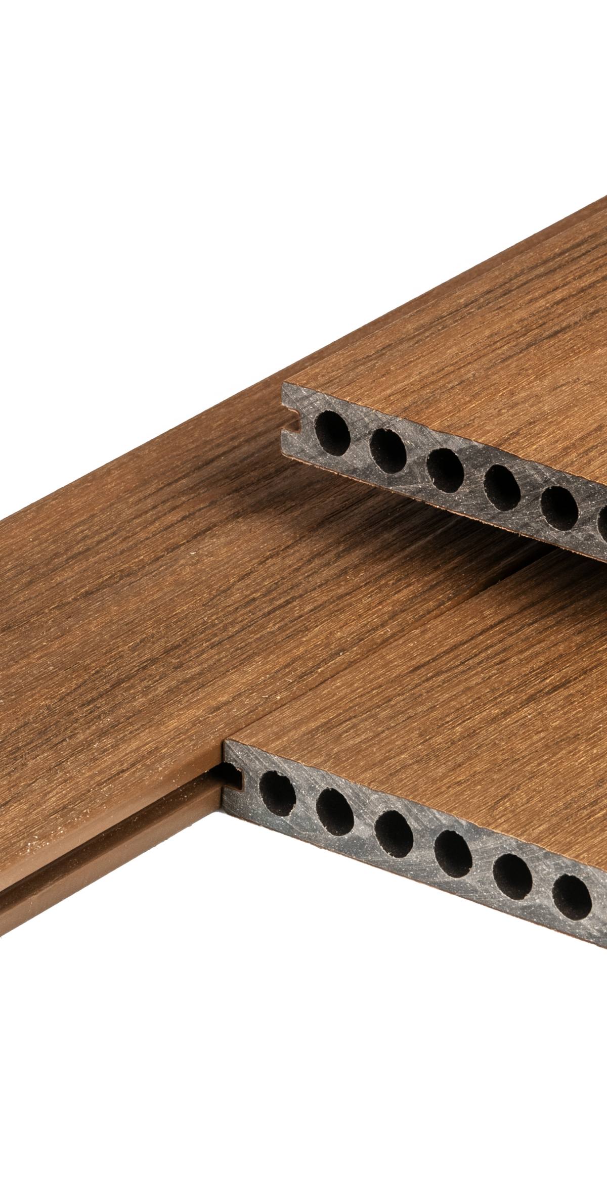 PuraShield composiet vlonderplank 2,3 x 13,8 x 300 cm, teak, semi-massief, fijne houtnerf, clip systeem