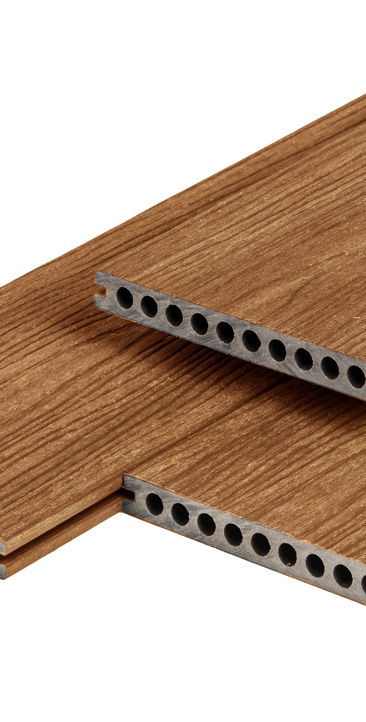 PuraShield composiet vlonderplank 2,3 x 21,0 x 300 cm, teak, semi-massief, fijne houtnerf, clip systeem