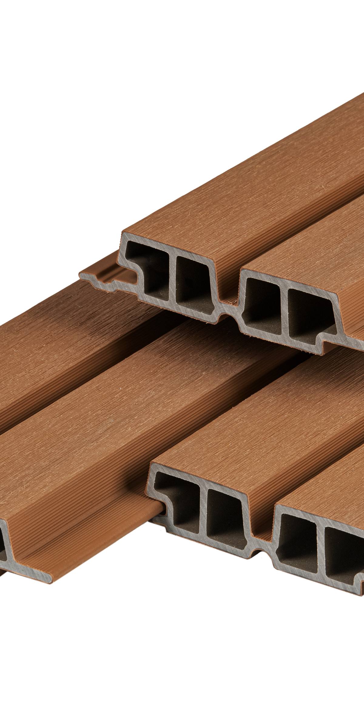 PuraTech 55 composiet dubbel profiel 3,3 x 17,0 x 290 cm, teak, fijne houtnerf